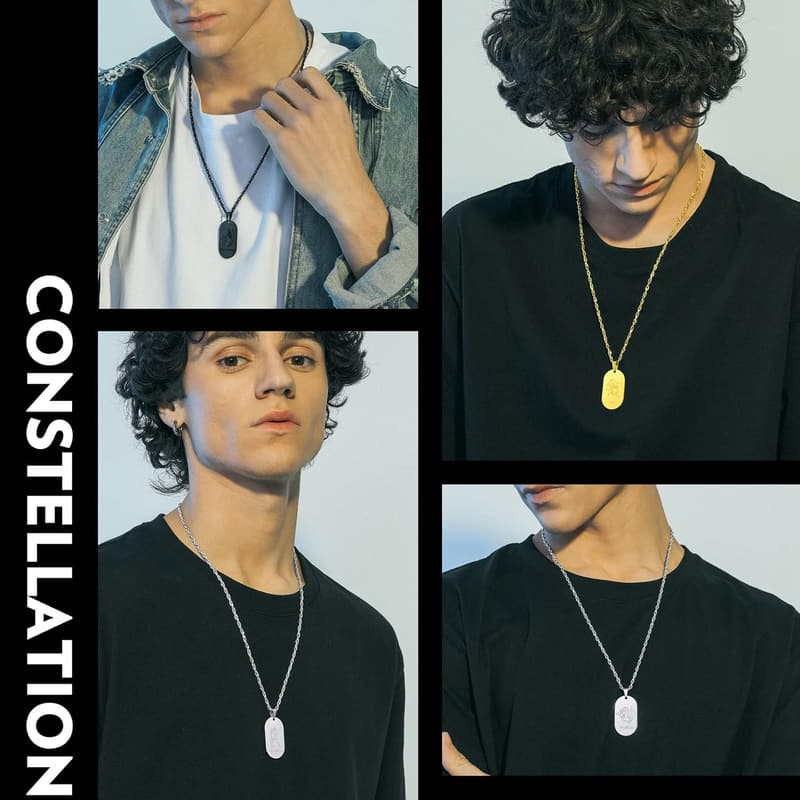 Zodiac Dog Tag Necklace for Men and Women in Stainless Steel/Gold Plated