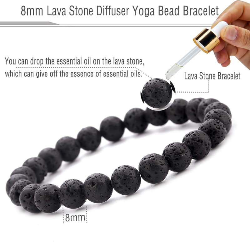 Natural Stone Lava Rock Diffuser Bracelet for Men and Women