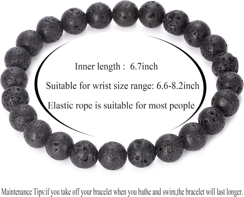 Natural Stone Lava Rock Diffuser Bracelet for Men and Women