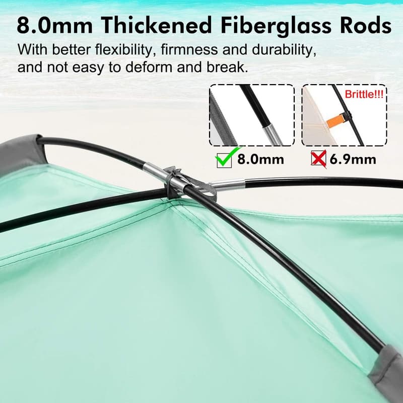 Portable Beach Tent with Anti-UV Protection for 3-8 People