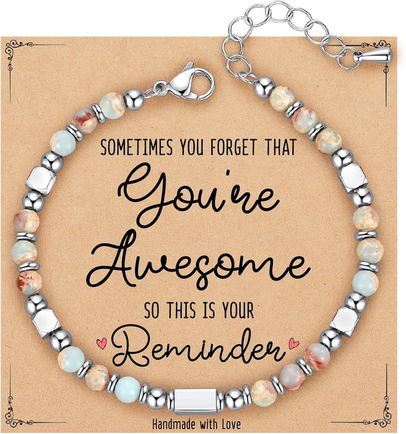You Are Awesome Gemstone Beaded Bracelet for Women, Teens