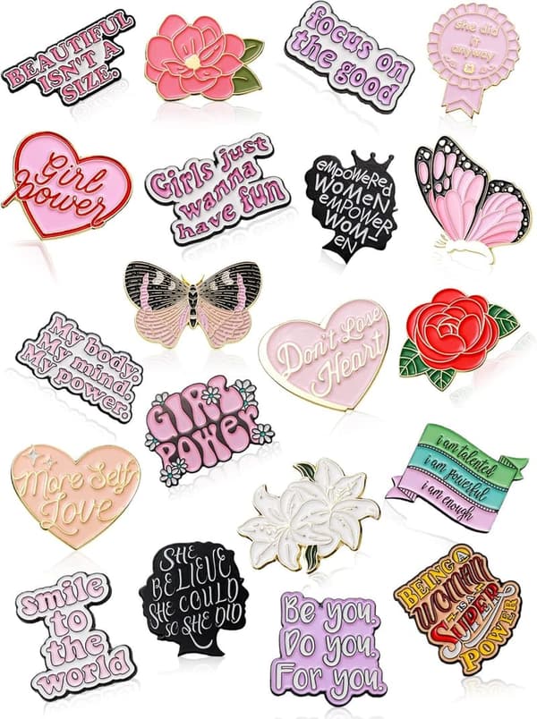 Empowerment Enamel Pins Set - 20 Aesthetic Feminist Brooches