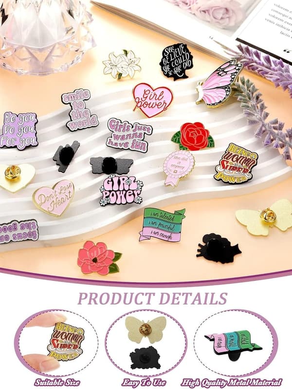 Empowerment Enamel Pins Set - 20 Aesthetic Feminist Brooches