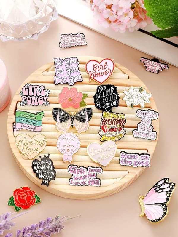 Empowerment Enamel Pins Set - 20 Aesthetic Feminist Brooches