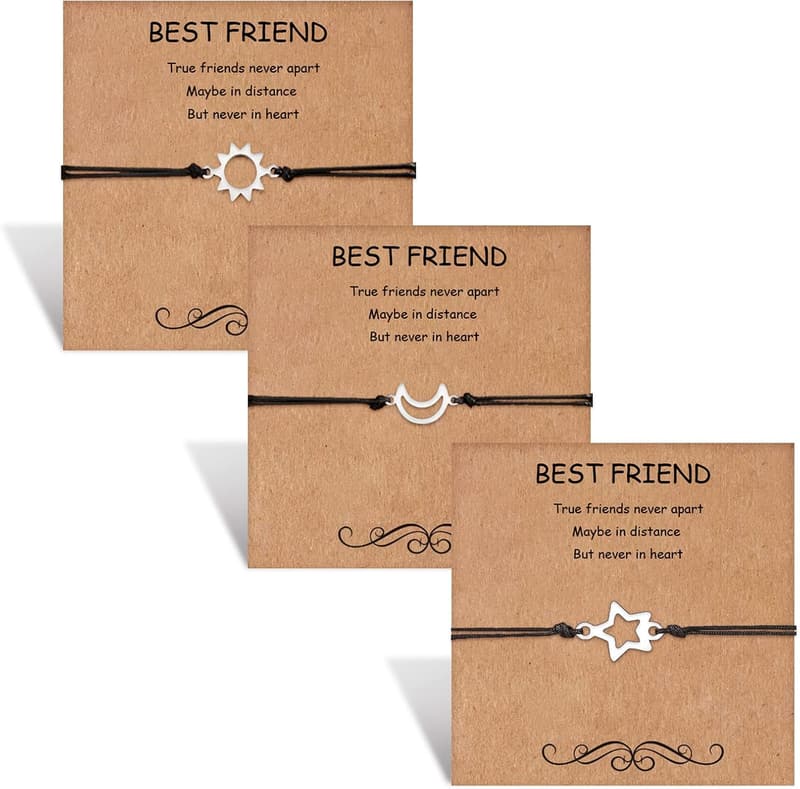 Friendship Heart Bracelets Set for Women, Adjustable Trio Gift