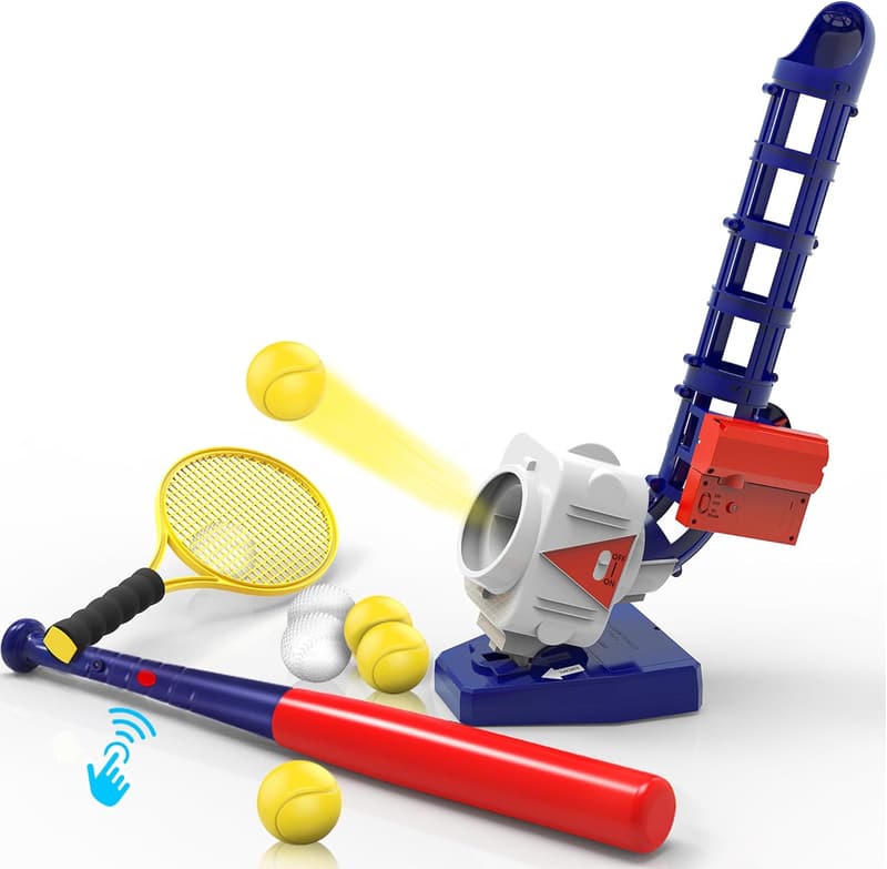 Kids 2-in-1 RC Pitching Machine - Baseball & Tennis Launcher