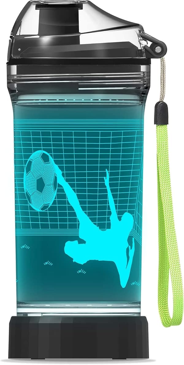 Football-Themed Light-Up Water Bottle for Kids - 14 oz BPA Free