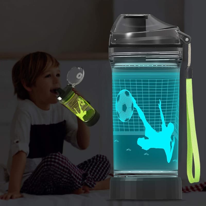Football-Themed Light-Up Water Bottle for Kids - 14 oz BPA Free
