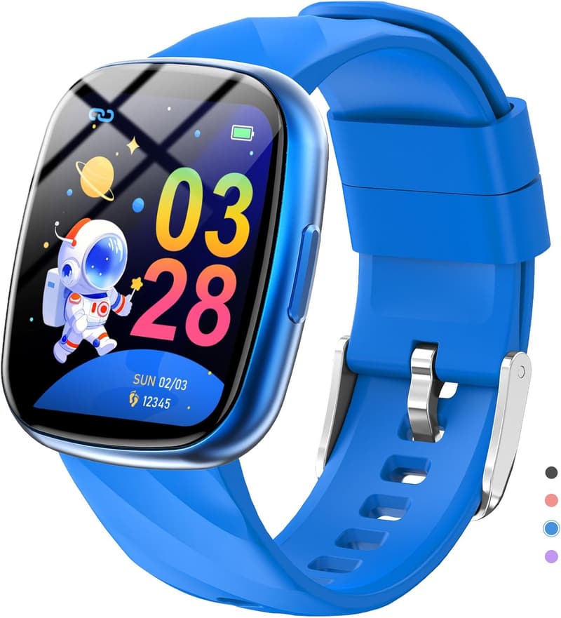 Kids Digital Waterproof Fitness Watch with Games & Tracker (Blue)