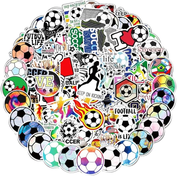 Cute Soccer Stickers Set - 100 Waterproof Vinyl for Kids & Teens