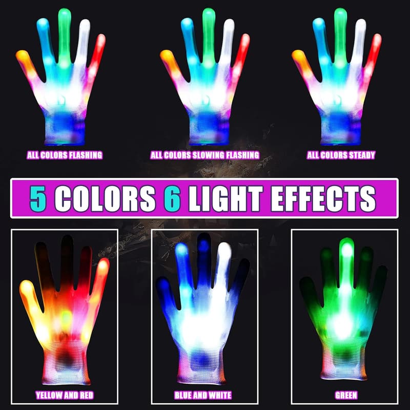 LED Flashing Gloves for Kids - Halloween & Birthday Party Gift