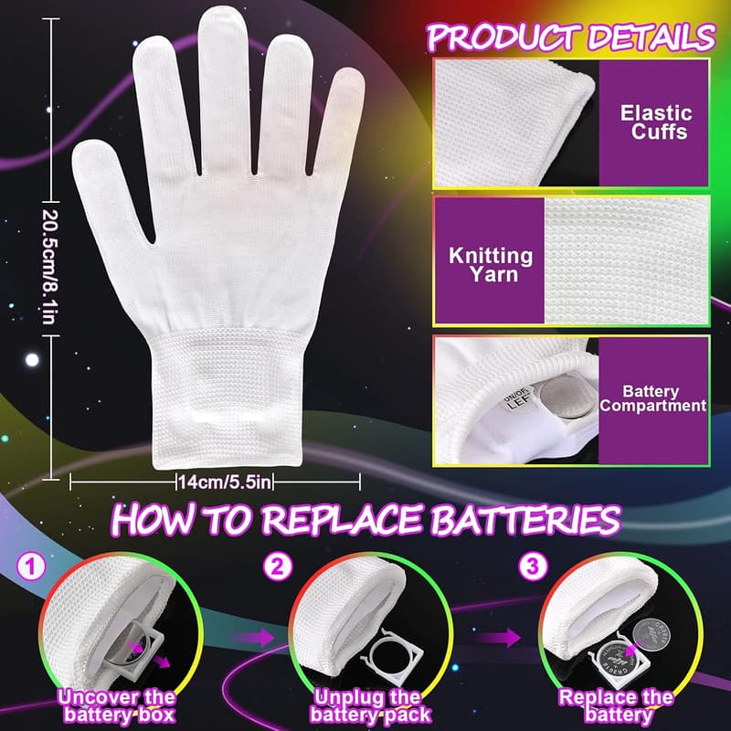 LED Flashing Gloves for Kids - Halloween & Birthday Party Gift