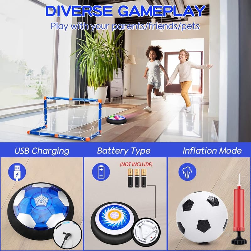 Rechargeable Hover Soccer Ball Set with Goals – Indoor/Outdoor Fun for Kids