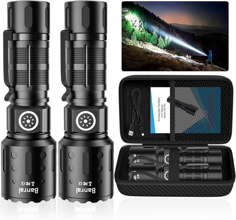 High Lumens Tactical Flashlight - Waterproof, Rechargeable, 6 Modes