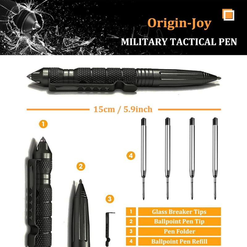 Multifunctional Tactical Pen Set with 20 Refills