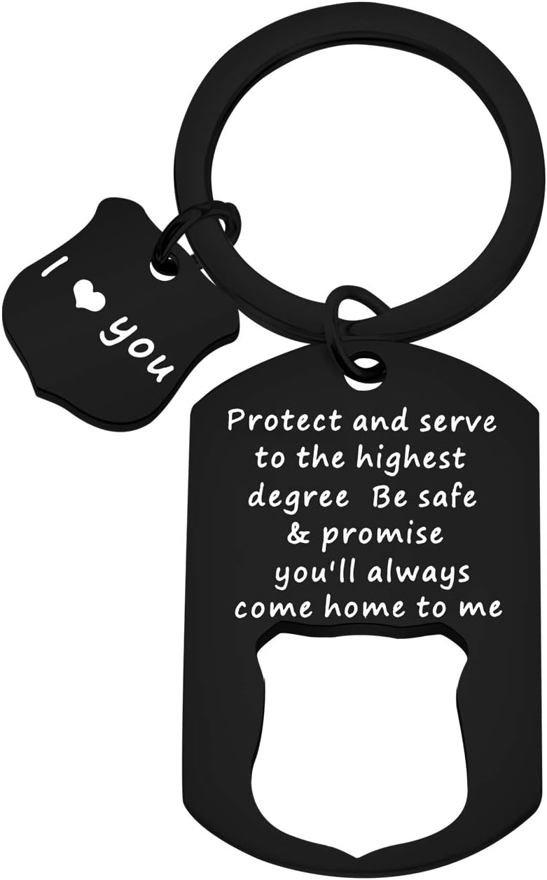 Be Safe Keychain Gift for Husband - Police Officer Accessory