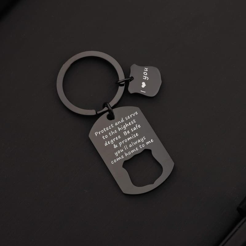 Be Safe Keychain Gift for Husband - Police Officer Accessory