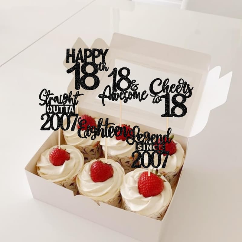 18th Birthday Cupcake Toppers - 24PCS Cheers to Eighteen