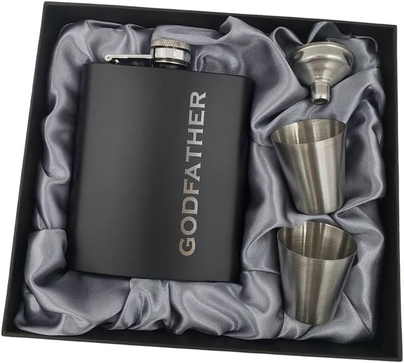 Engraved Hip Flask Gift for Godfather Proposal