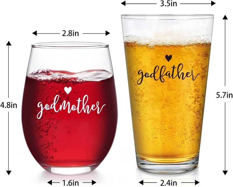 Godparents Proposal Gift: Personalized Beer & Wine Glass Set