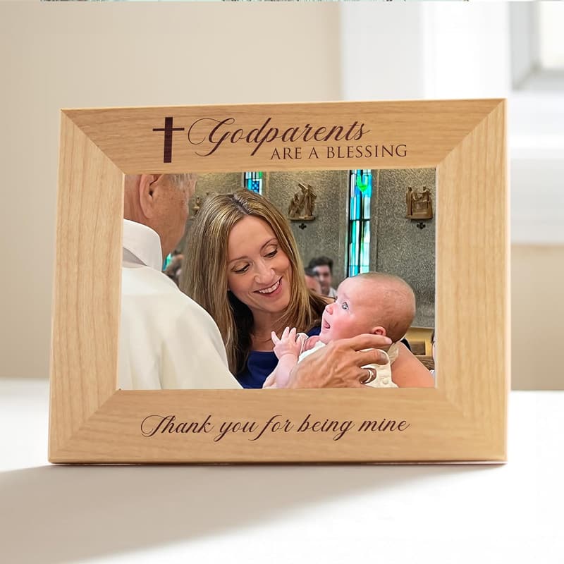 Godparent Proposal Engraved Wood Picture Frame (5x7)
