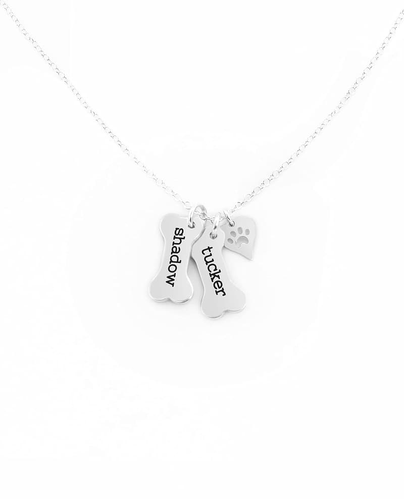 Custom Dog Memorial Necklace with 925 Silver Paw Print Charm