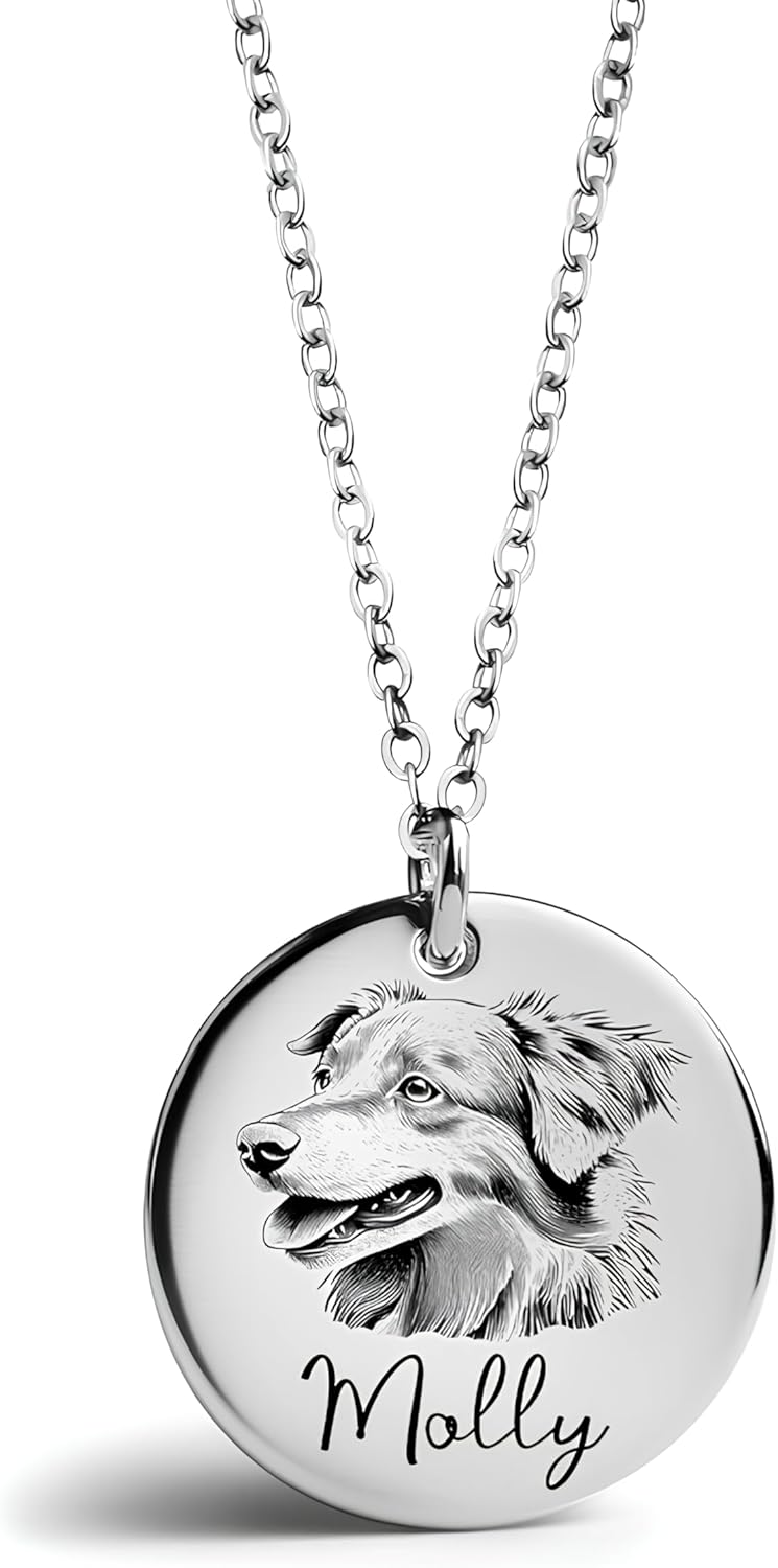 Personalized Pet Portrait Necklace for Cat and Dog Lovers