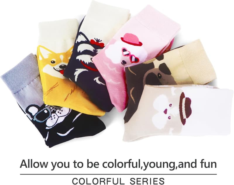 Cute Animal & Floral Patterned Crew Socks - 6 Pairs