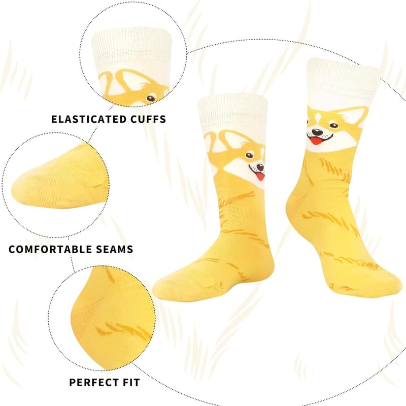 Cute Animal & Floral Patterned Crew Socks - 6 Pairs