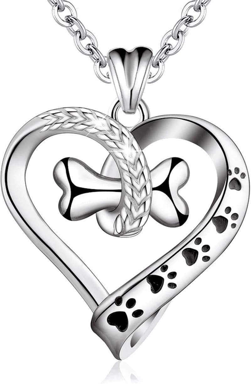 Cute Dog Paw 925 Sterling Silver Necklace, 18