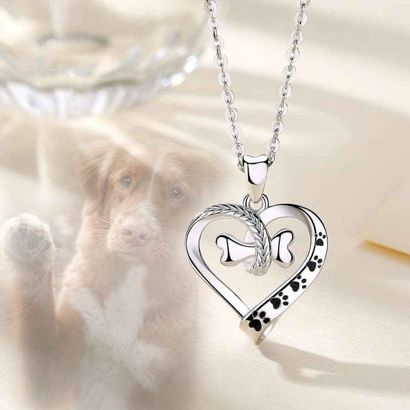 Cute Dog Paw 925 Sterling Silver Necklace, 18