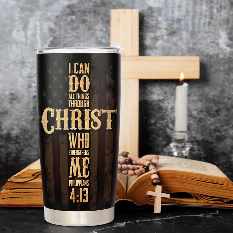 Christian Tumbler Gift for Men - 20 oz Father's Day & Birthday