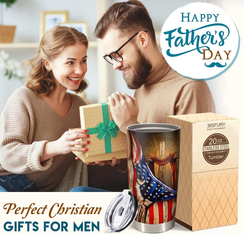 Christian Tumbler Gift for Men - 20 oz Father's Day & Birthday