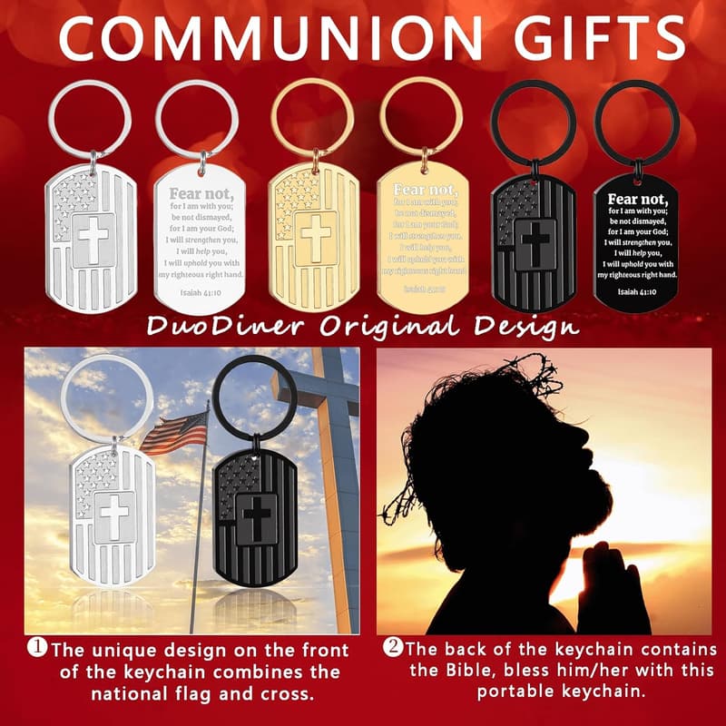 Father's Day Keychain for Men - Religious Communion Gift
