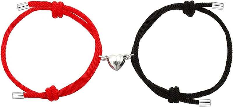 Matching Heart Bracelets for Couples - 2pcs Set