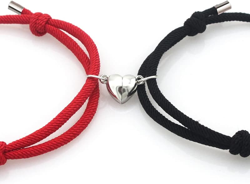 Matching Heart Bracelets for Couples - 2pcs Set