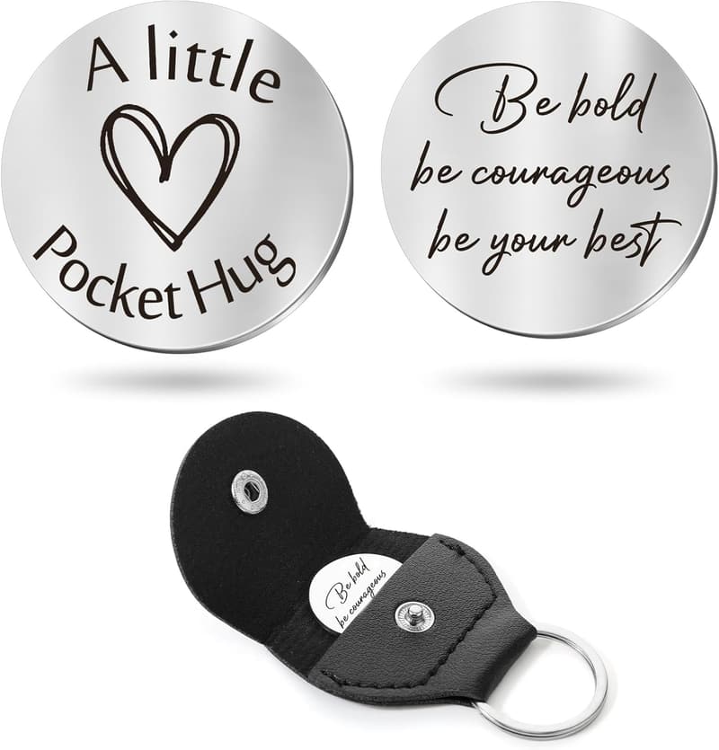 Long Distance Relationship Keychain - Stainless Steel Pocket Hug Token