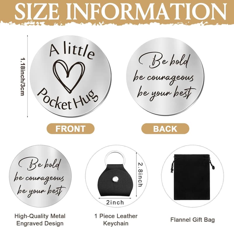 Long Distance Relationship Keychain - Stainless Steel Pocket Hug Token