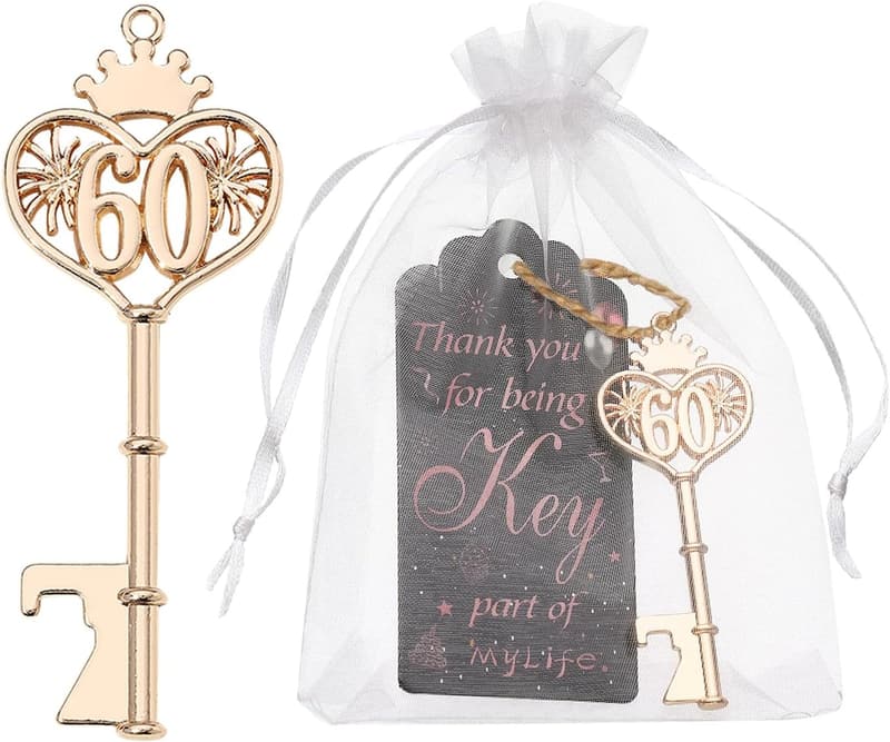 60th Birthday Key Bottle Opener Favors - Set of 24