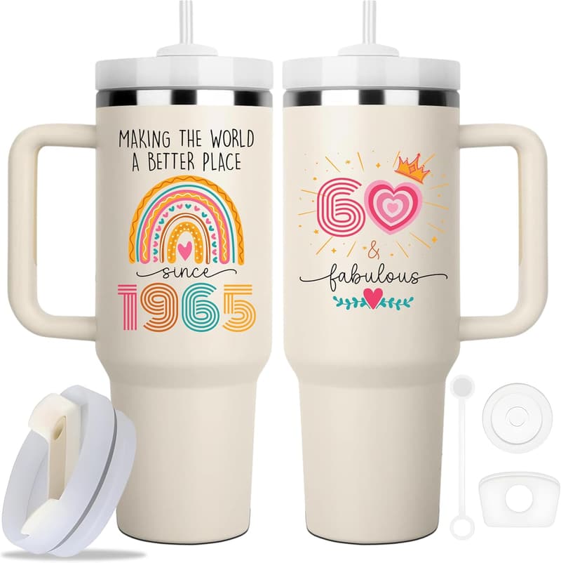 60th Birthday Tumbler Gift for Women - 40oz