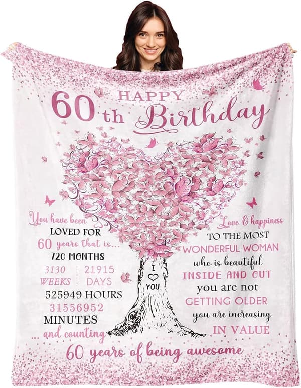 60th Birthday Blanket for Women, 60