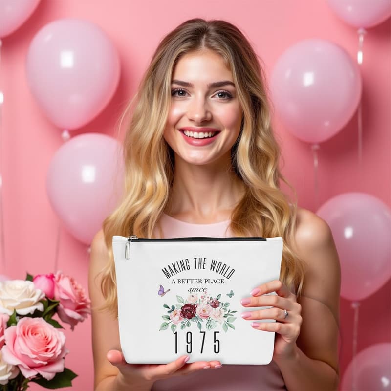 50th Birthday Makeup Bag Gift for Women Since 1975