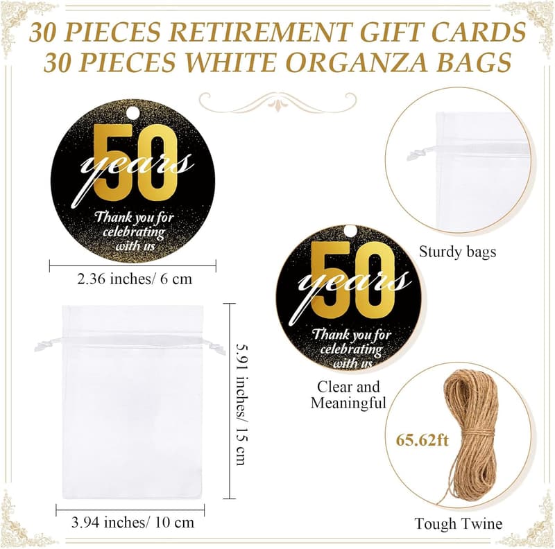 50th Birthday Party Favor Set: Bottle Opener Keychains & Gift Bags