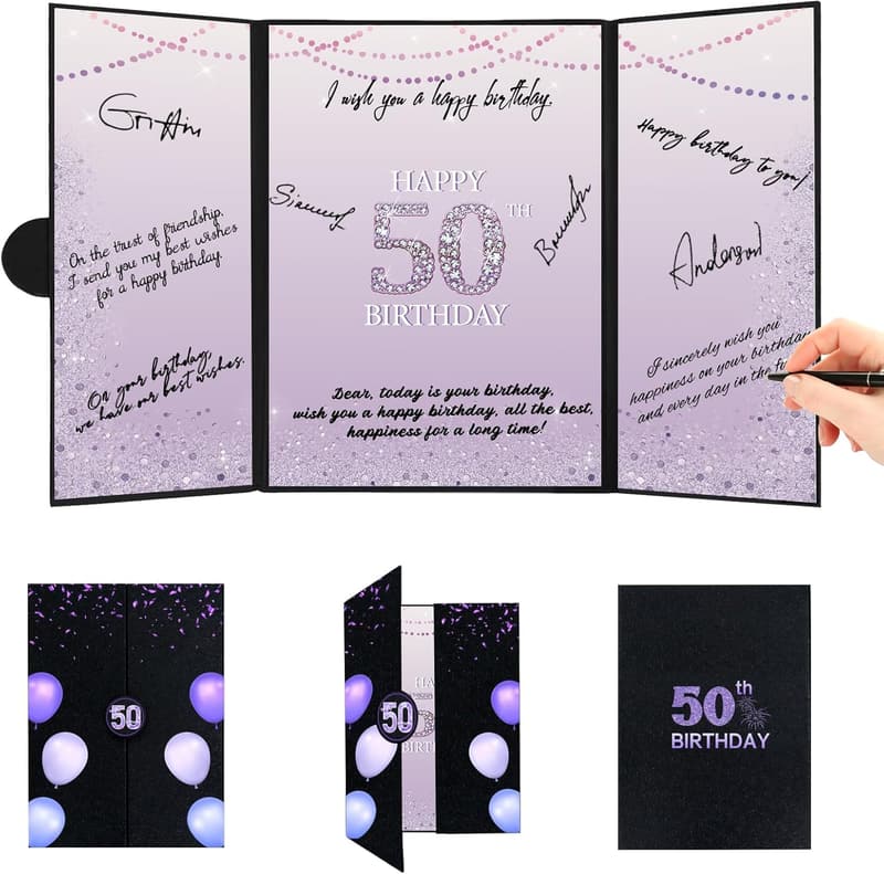 50th Birthday Decorations and Guest Book for Women