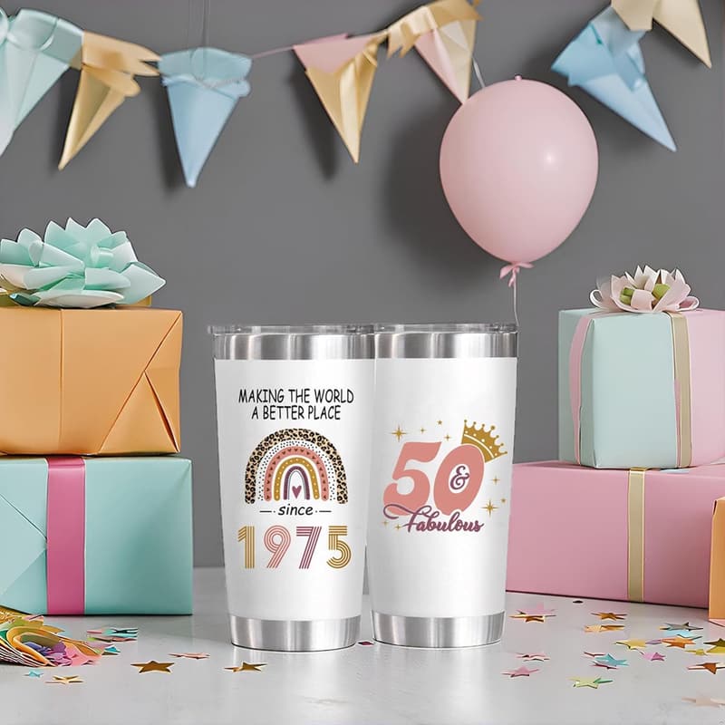 50th Birthday 20 oz Tumbler for Women