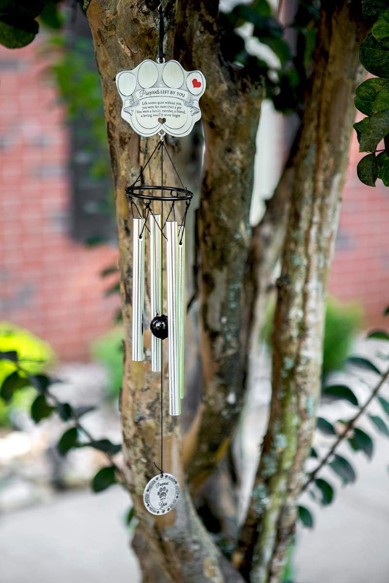 Pet Memorial Wind Chime with Pawprint Poem Card