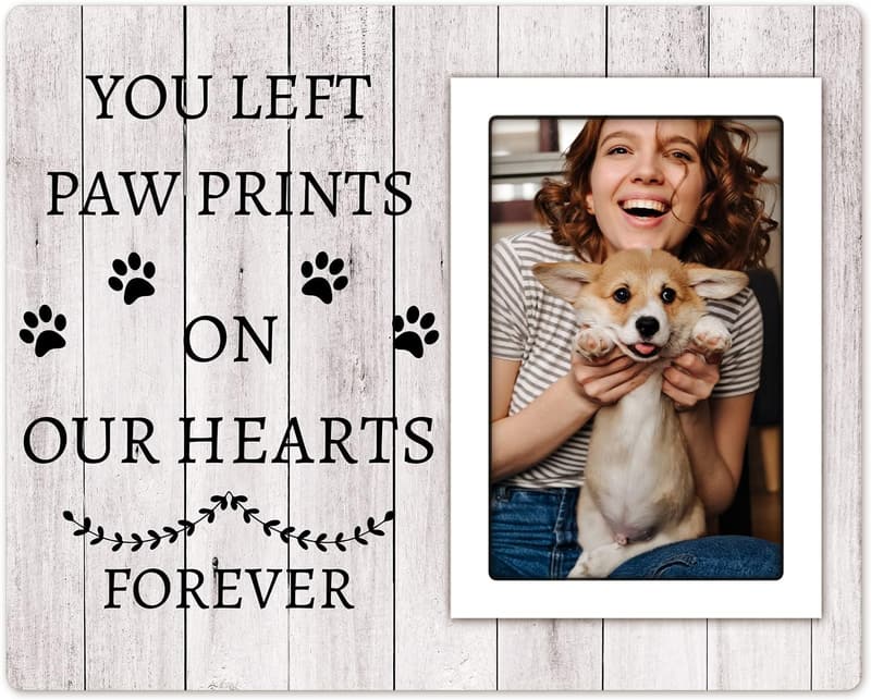 Dog Memorial Frame - 4x6 with Paw Prints, Sympathy Gift