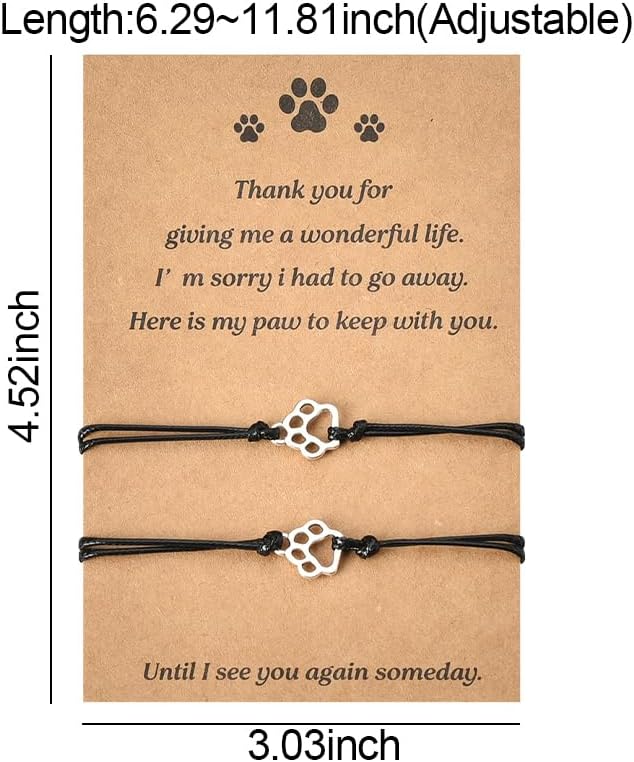 Sympathy Memorial Bracelet for Pet Loss - Paw Print Design