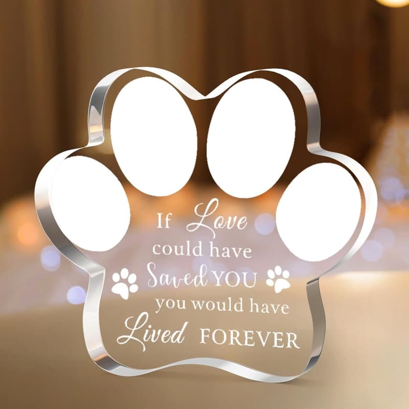 Pet Memorial Crystal Paw Ornament for Dog/Cat Sympathy Gift