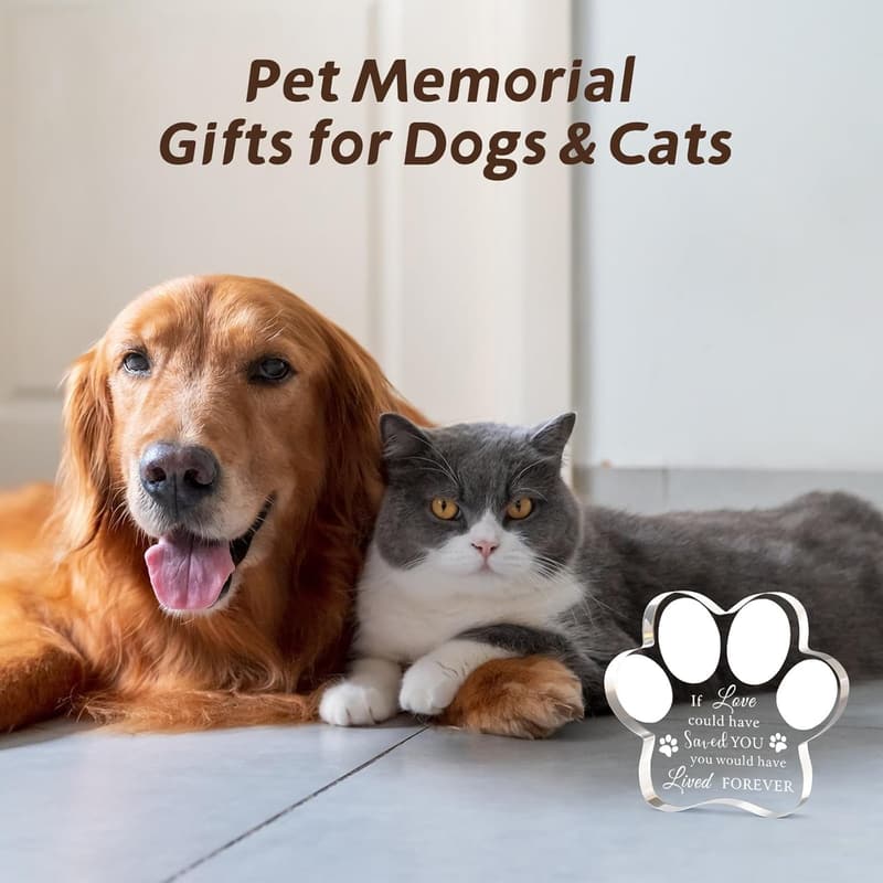 Pet Memorial Crystal Paw Ornament for Dog/Cat Sympathy Gift